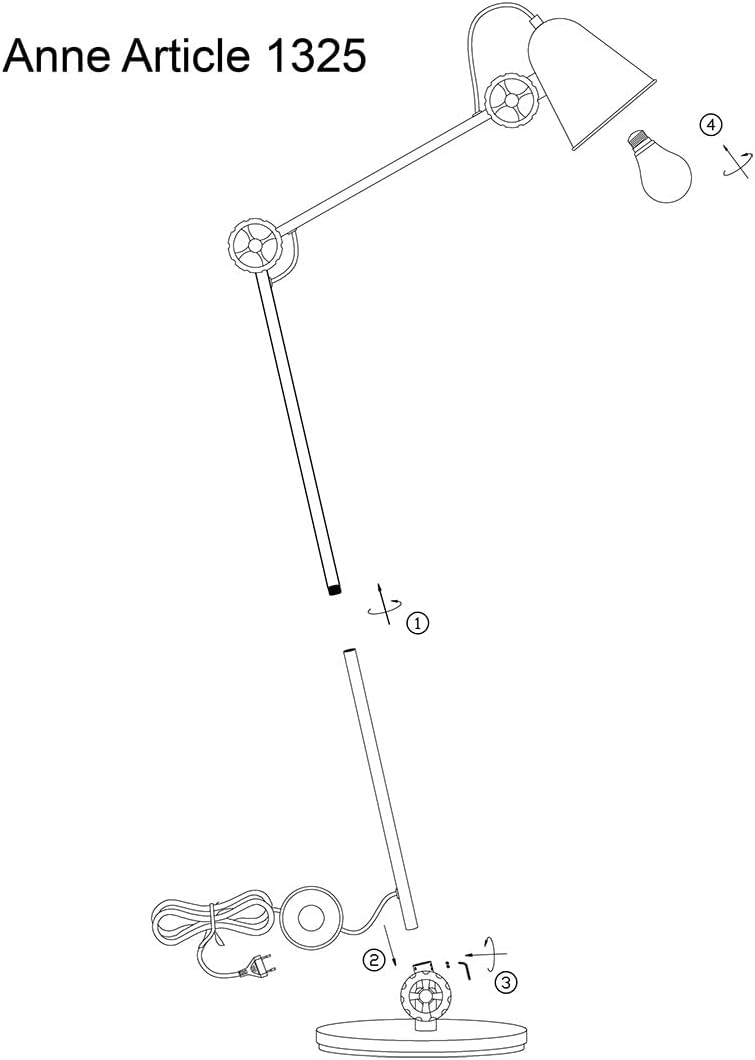 Lampadaire 1 lumière - noir - Anne lighting