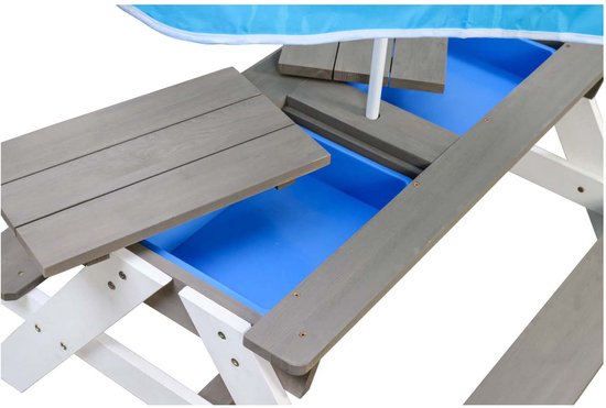 Table de pique-nique en bois avec parasol - Waterfun