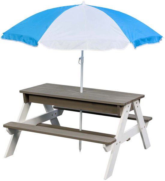 Table de pique-nique en bois avec parasol - Waterfun