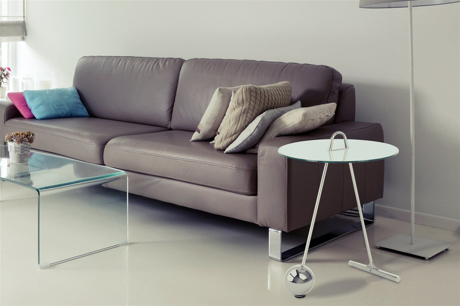 Table d'appoint argent blanc - Pendulum