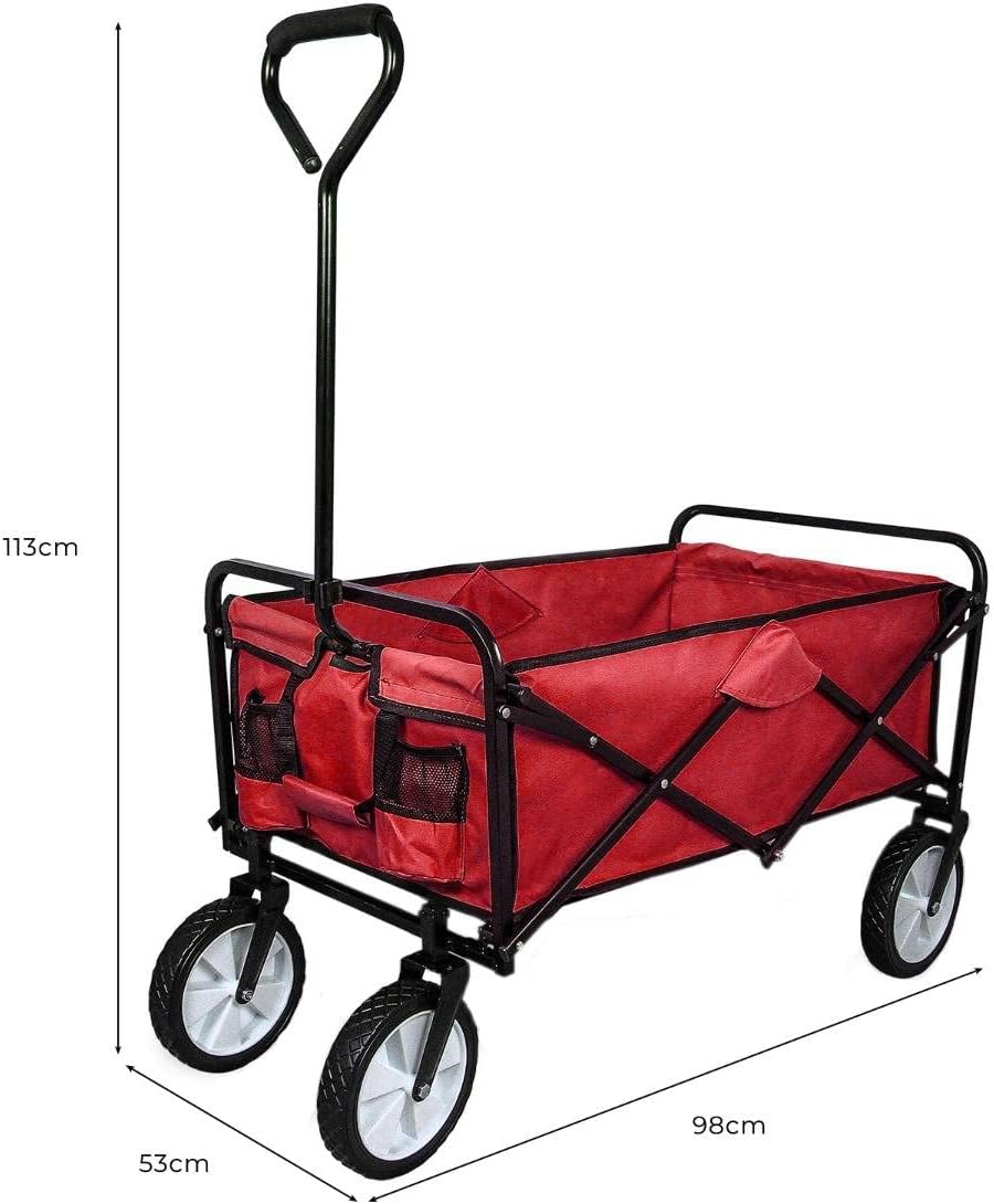 Chariot Pliable de Jardin 70 kg – Rouge