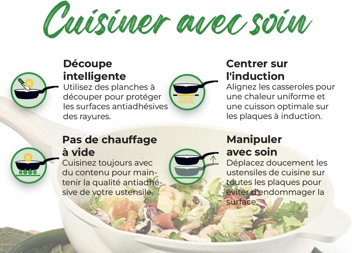 Batterie de cuisine 21 pièces antiadhésives en Granit beige - Tous feux dont induction