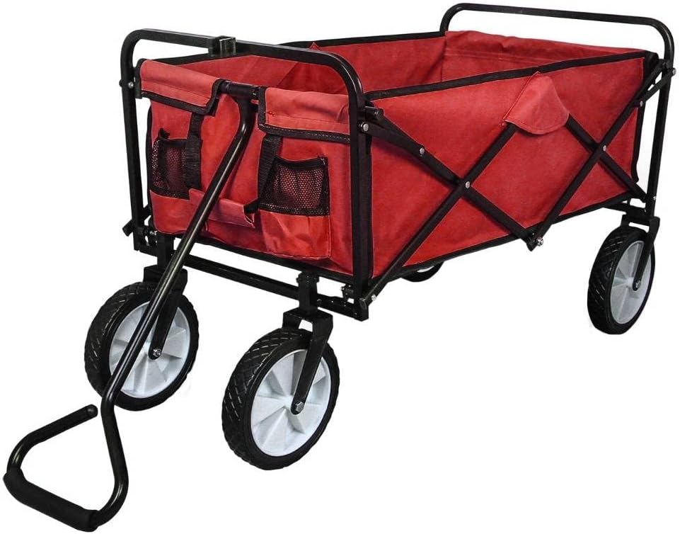 Chariot Pliable de Jardin 70 kg – Rouge