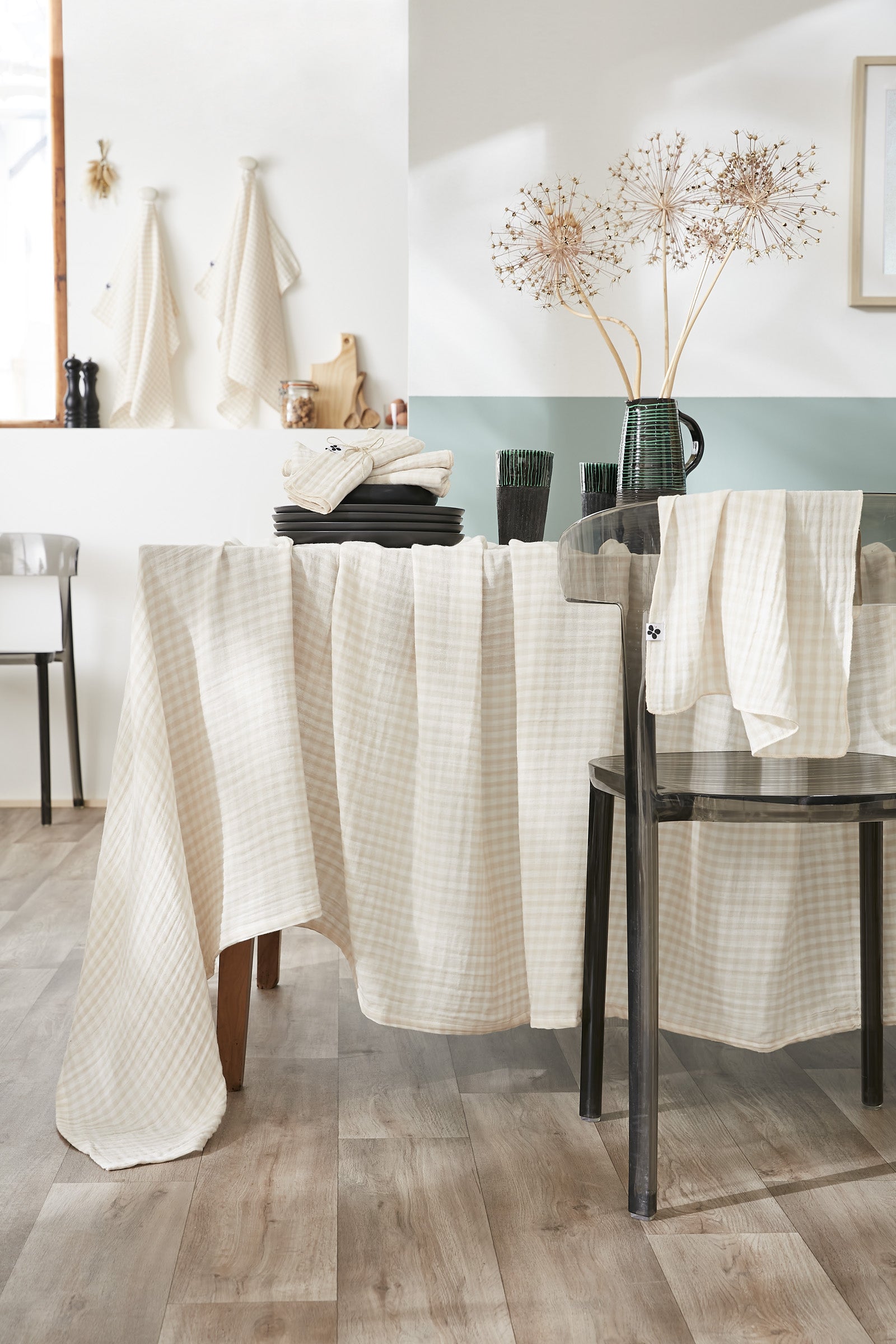 Nappe rectangle 150 x 250 cm Gaze de coton tissée teinte VICKIE Pampa