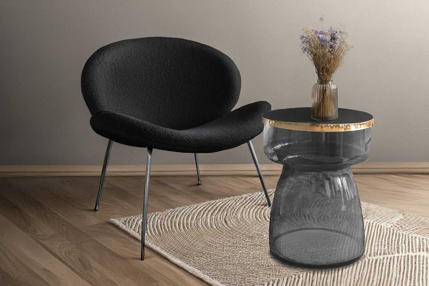 Lot de 2 chaises noir et argent - Jaden