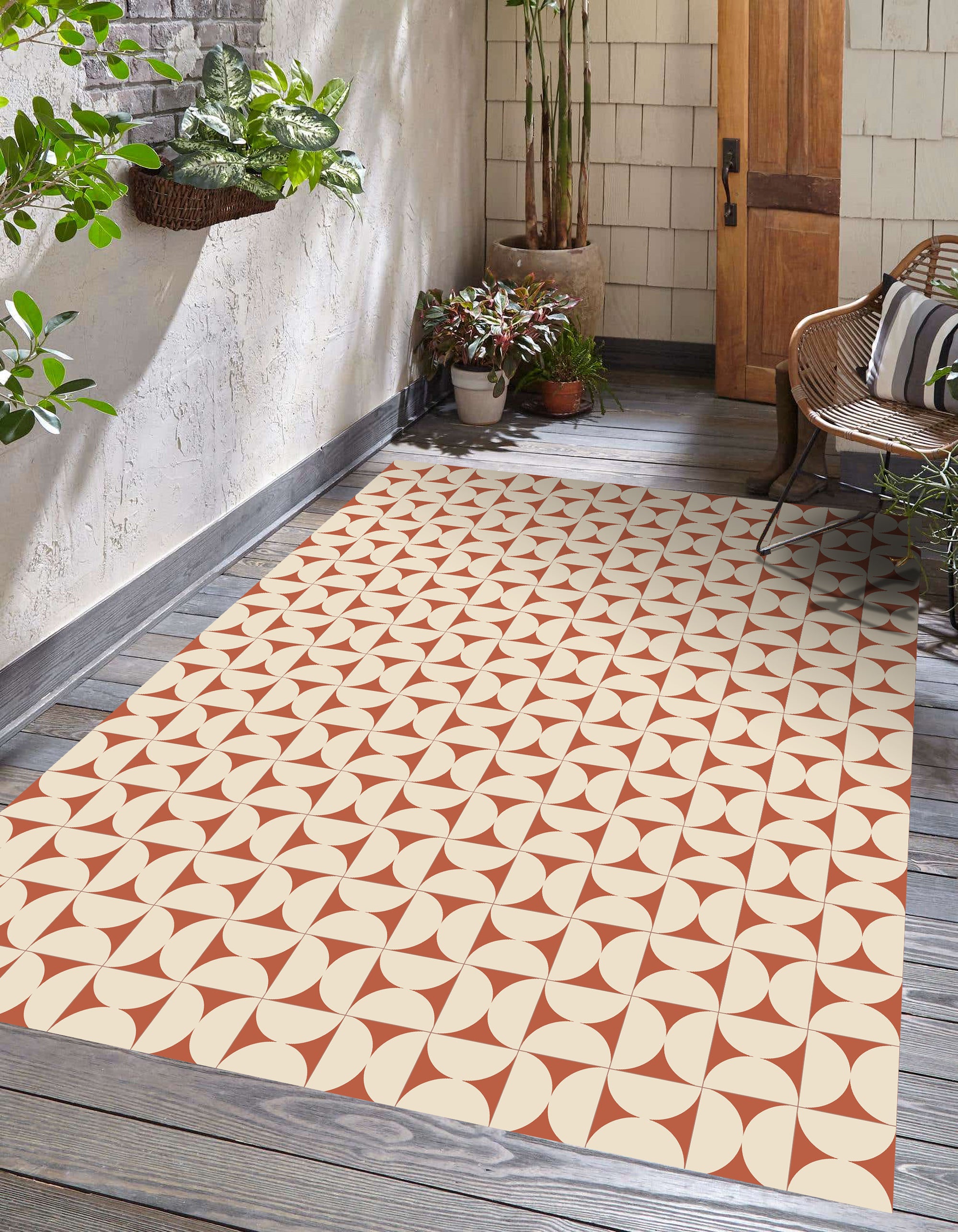 Tapis en vinyle pour intérieur / extérieur - Retro terracotta