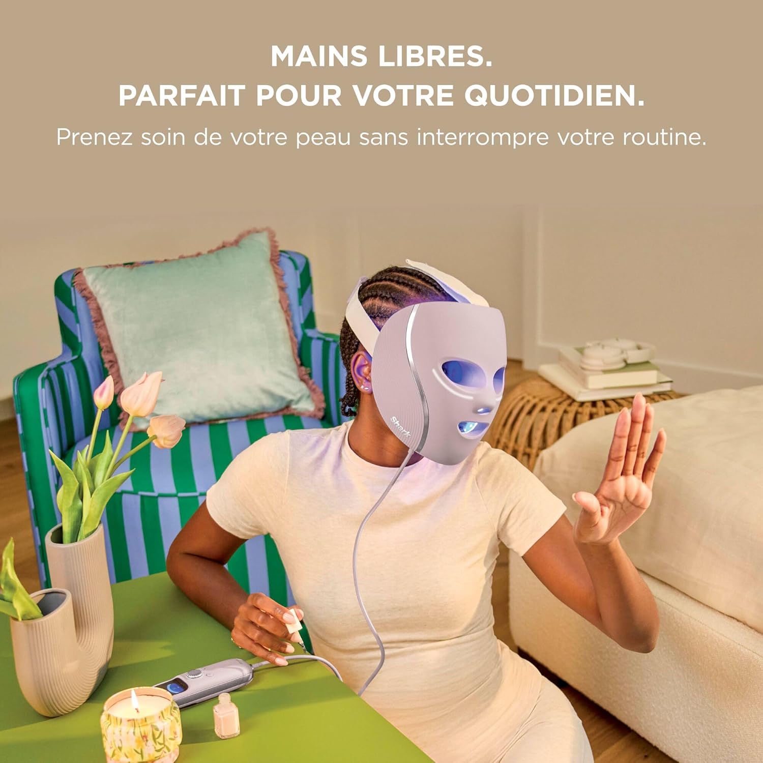 Masque LED de photothérapie Shark CryoGlow avec rafraîchissement contour des yeux