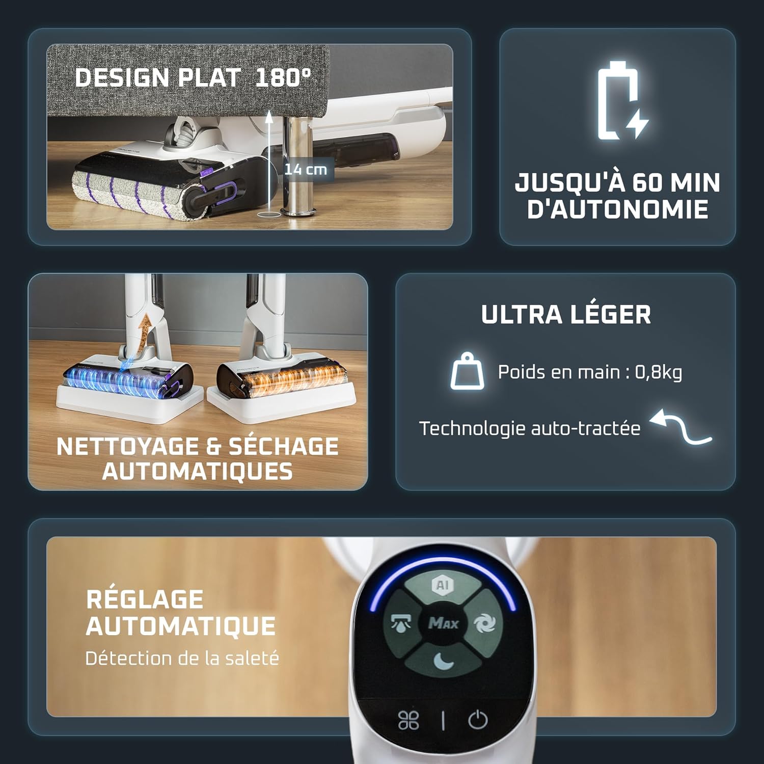 Aspirateur laveur ROWENTA X Clean 10 GZ7035WO + 2 Litres de solution nettoyante