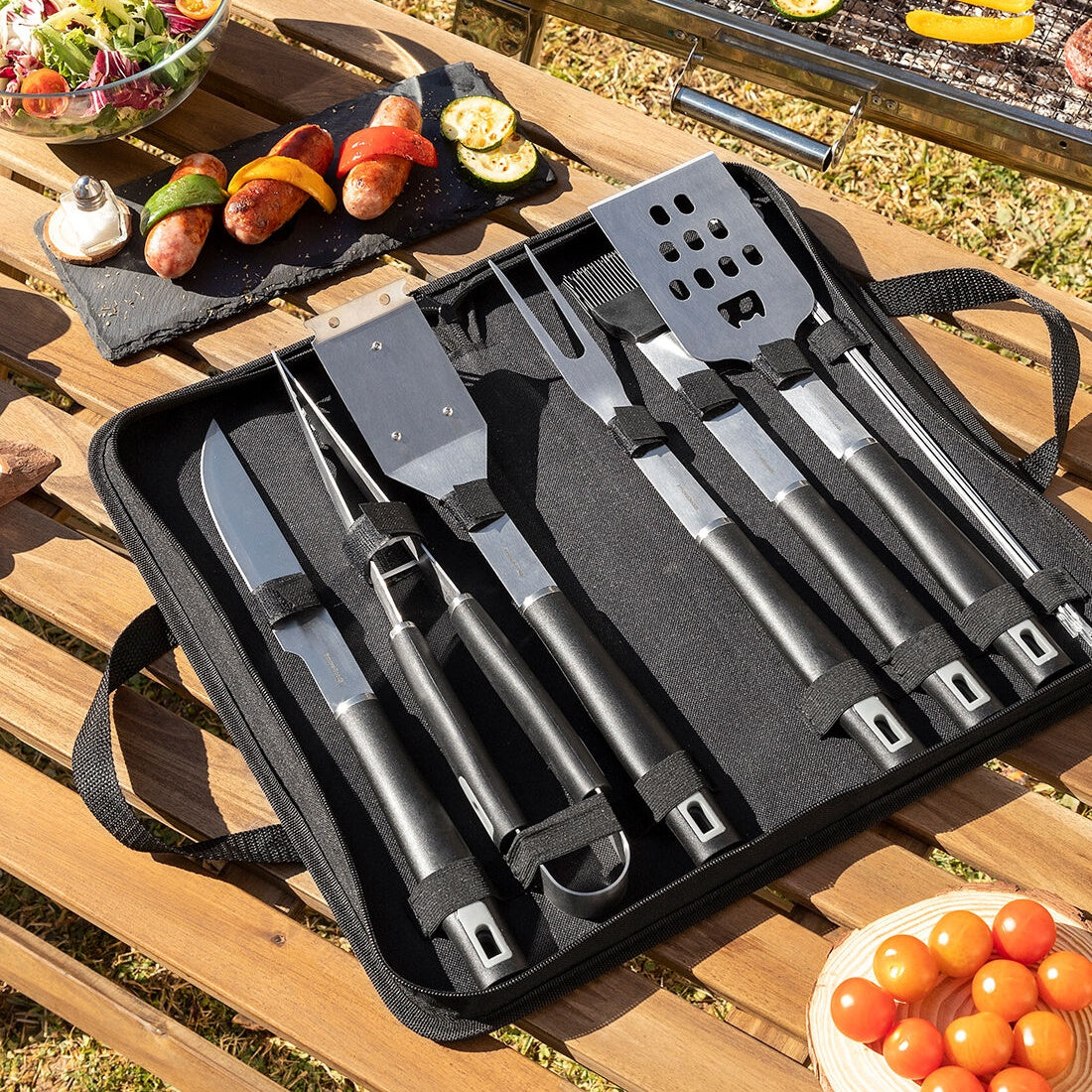 Kit d’Ustensiles pour Barbecue avec Mallette de Transport  12 Pièces