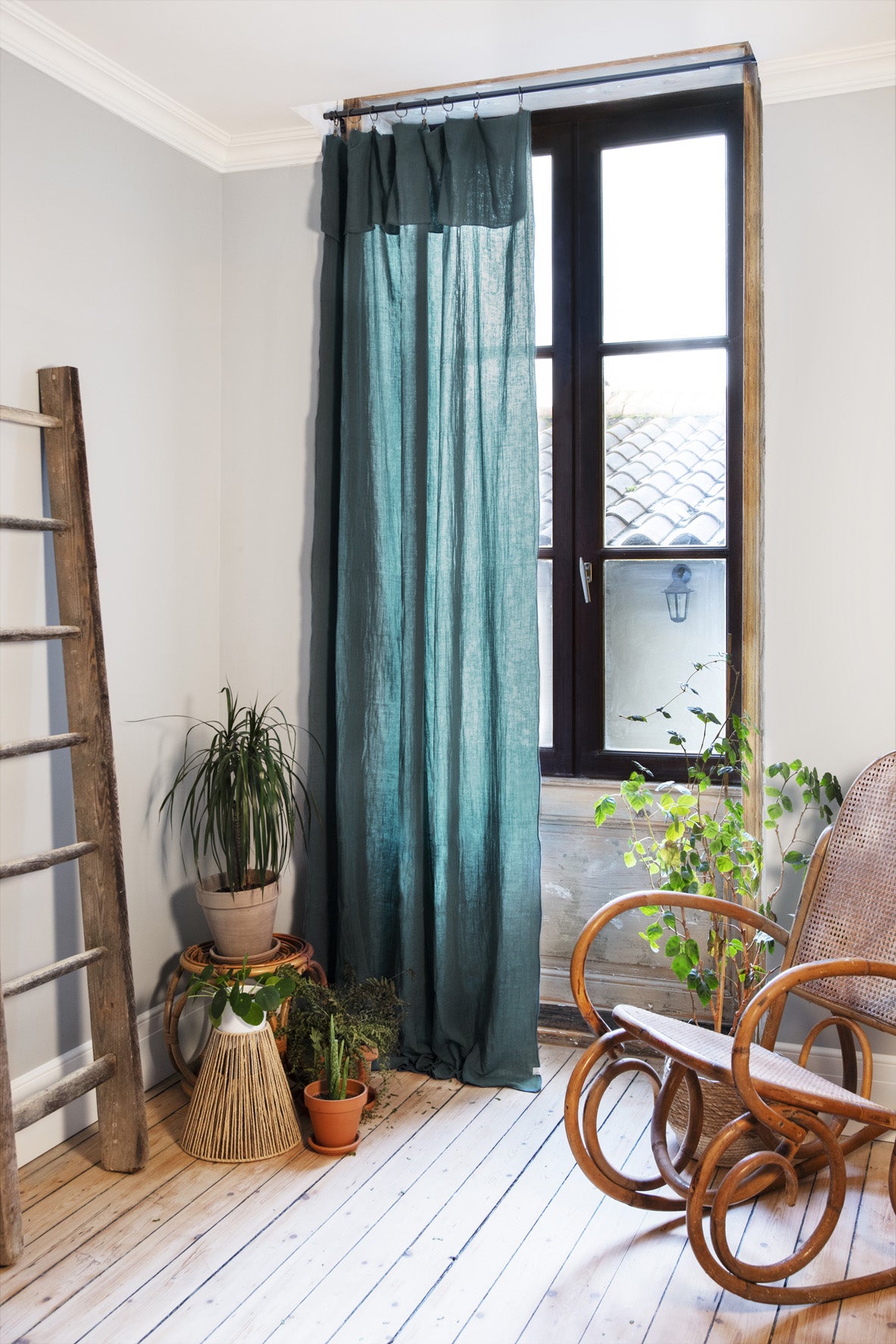 Rideau ajustable + 8 anneaux pince Gaze de coton 140 x 300 cm GAIA Can