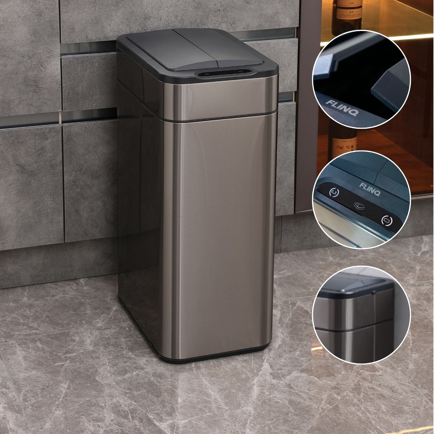 Poubelle Smart Sensor 60l Gris Carbone