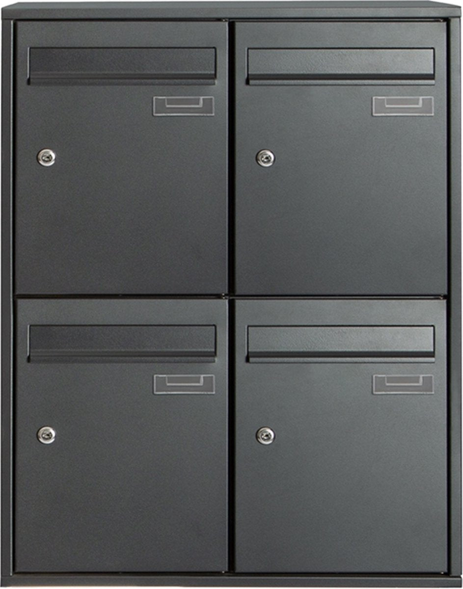 Boîte aux lettres 4 compartiments - anthracite  - fixation murale