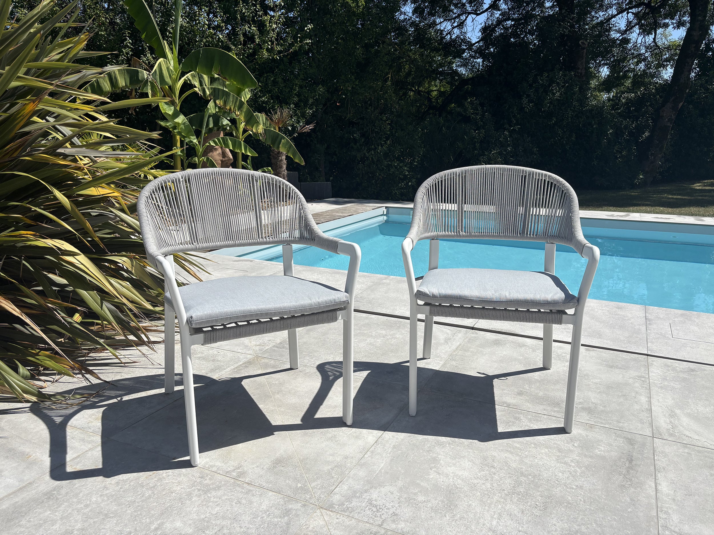 Lot de 2 fauteuils de jardin ABELLA - BLANC