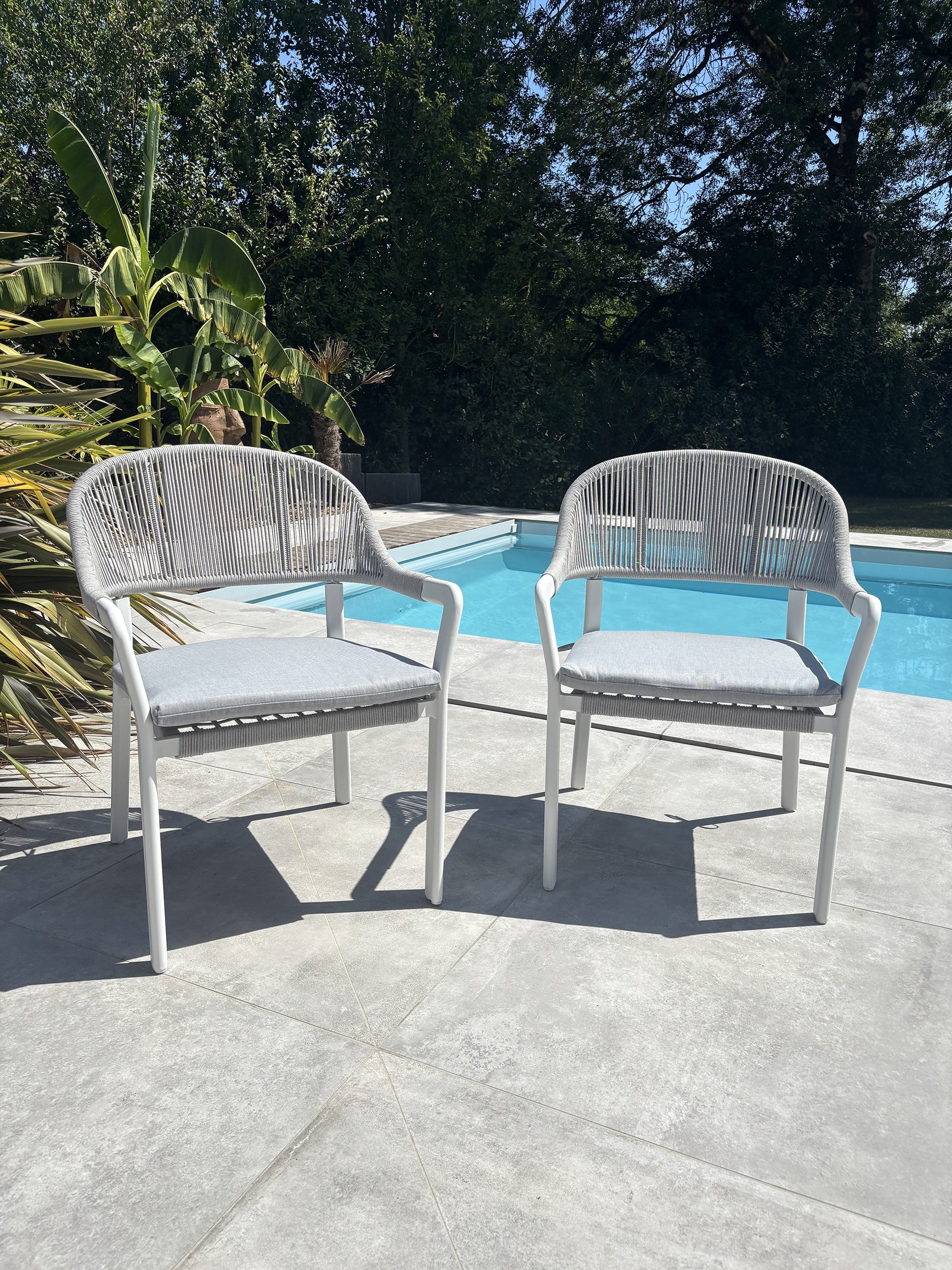 Lot de 2 fauteuils de jardin ABELLA - BLANC