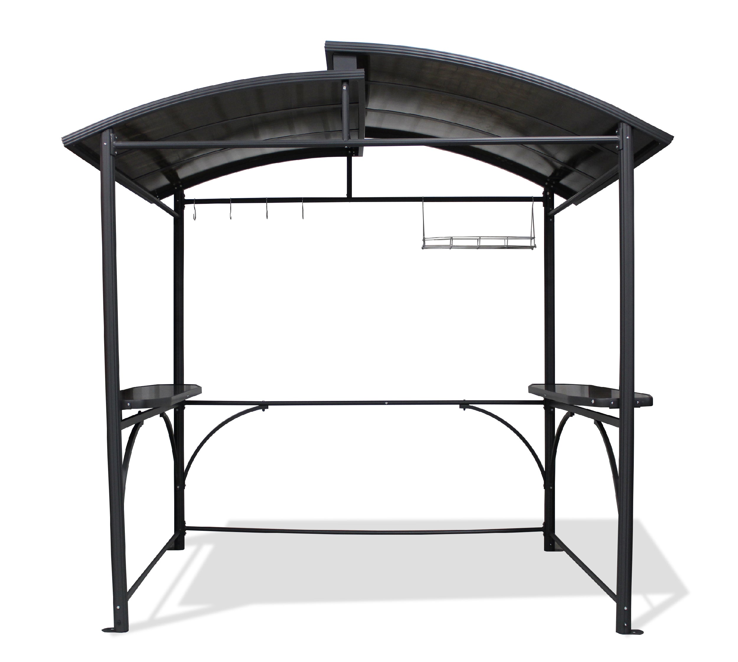 ABRI BARBECUE (240x150 cm) en aluminium et polycarbonate - GRIS ANTHRACITE