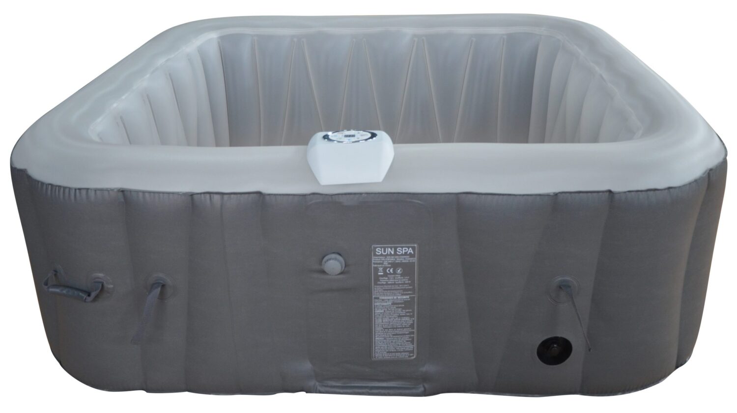 Spa gonflable 4 places carré - Bandeau LED inclus - Dimensions : 155 x 155 cm