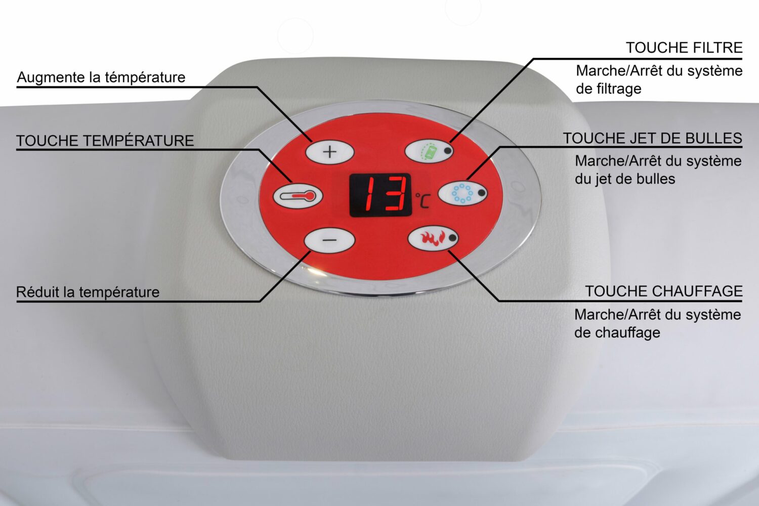 Spa gonflable 4 places carré - Bandeau LED inclus - Dimensions : 155 x 155 cm