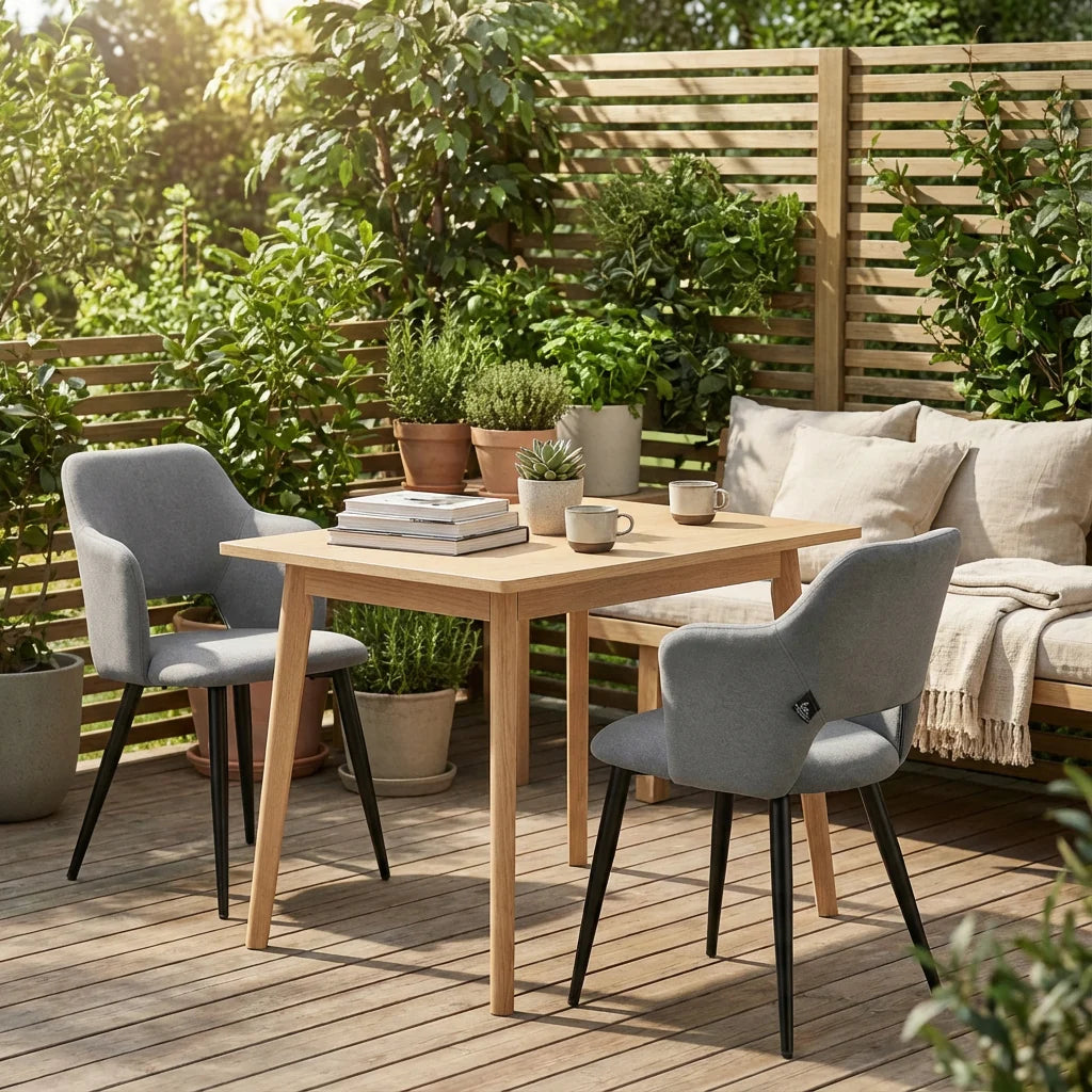 Ensemble de 2 fauteuils de salle à manger scandinaves avec accoudoirs en tissu gris - Akanji