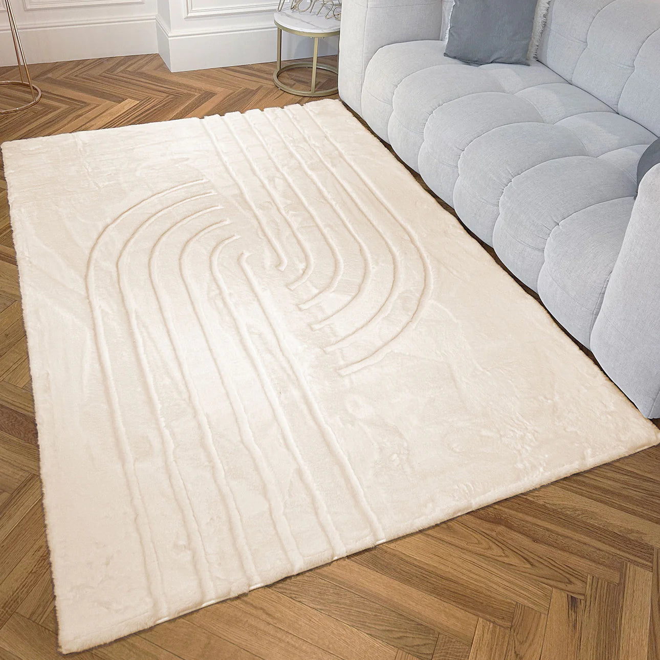 Tapis de salon uni doux beige - Nordik