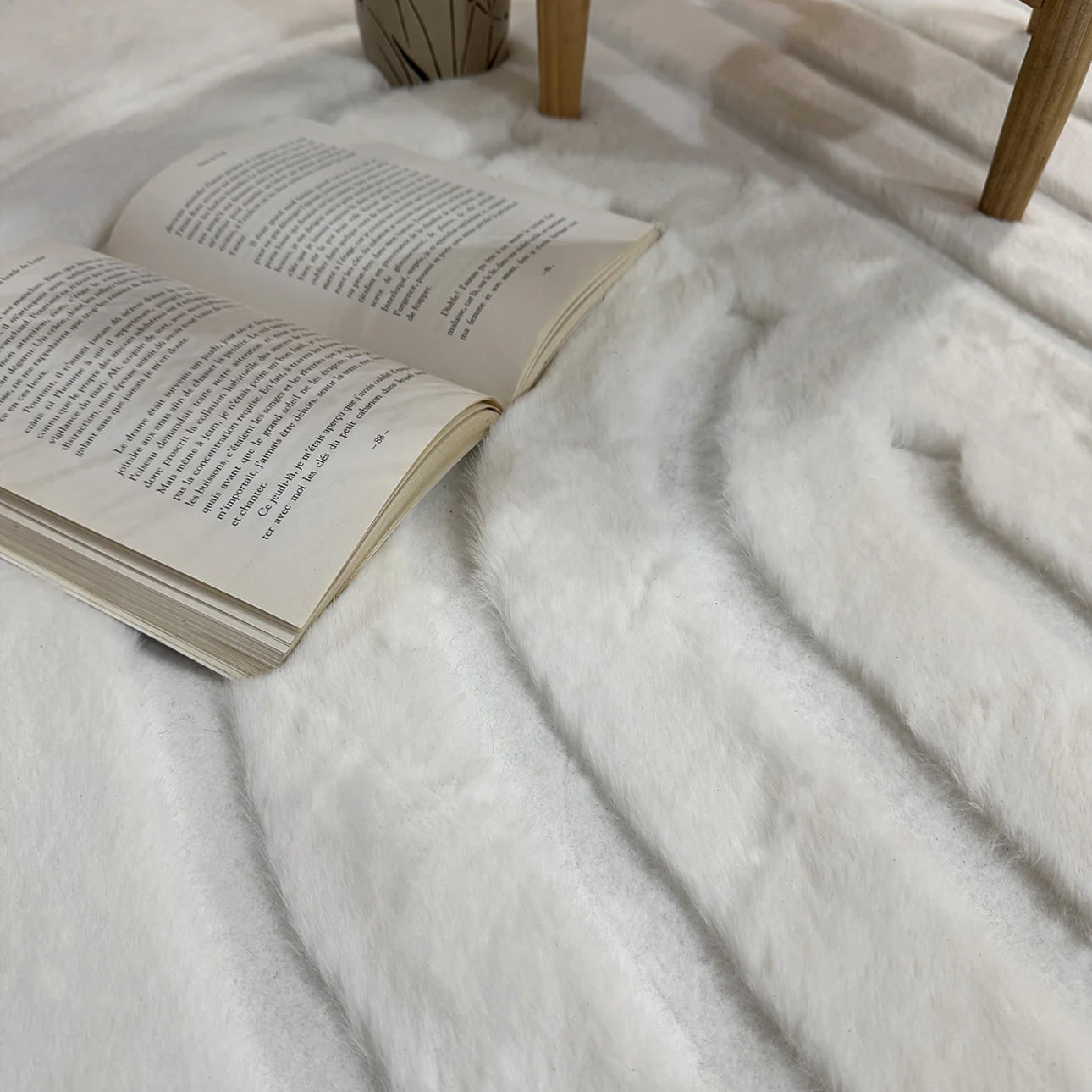 Tapis de salon uni doux blanc - Nordik