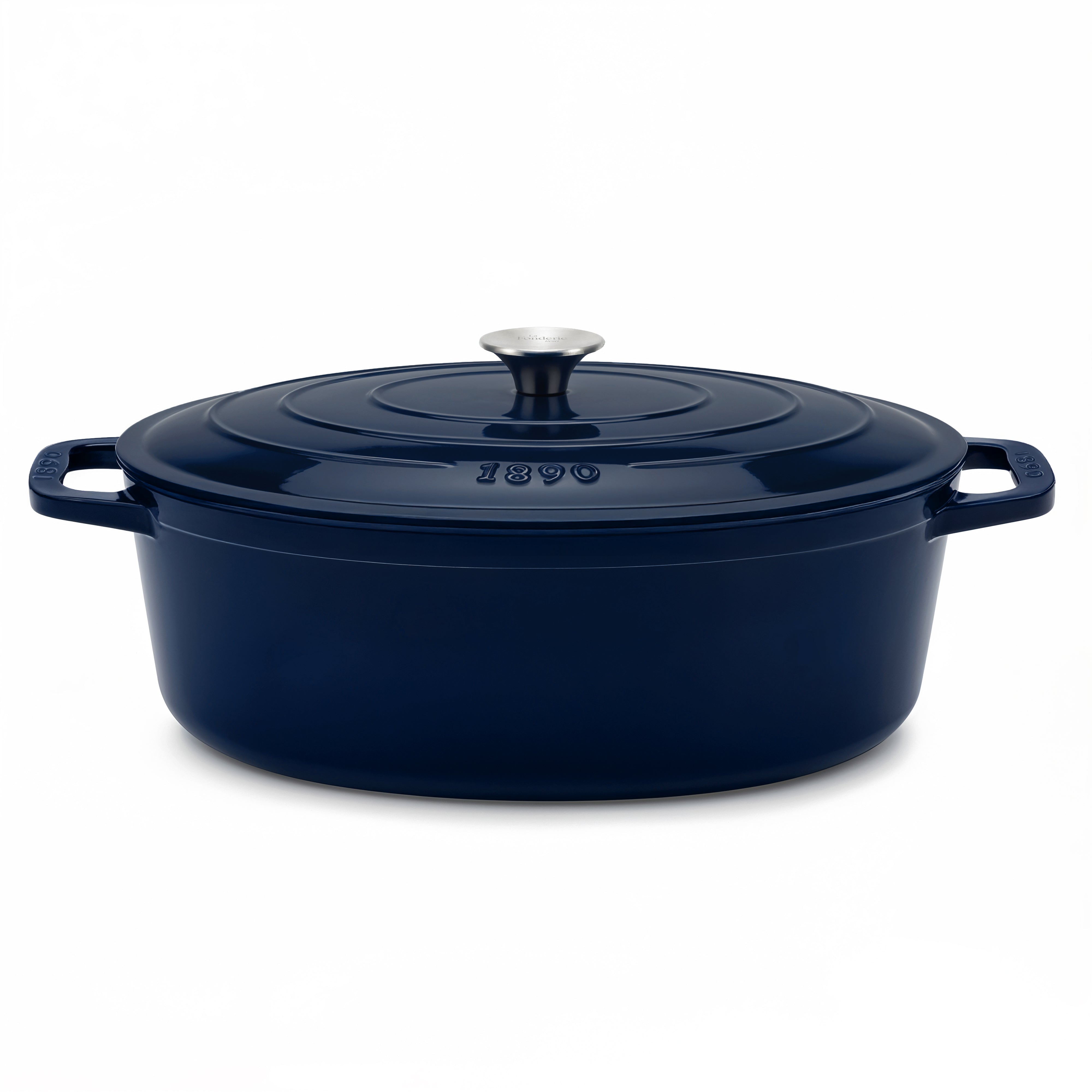 Cocotte ovale en fonte  36cm bleue