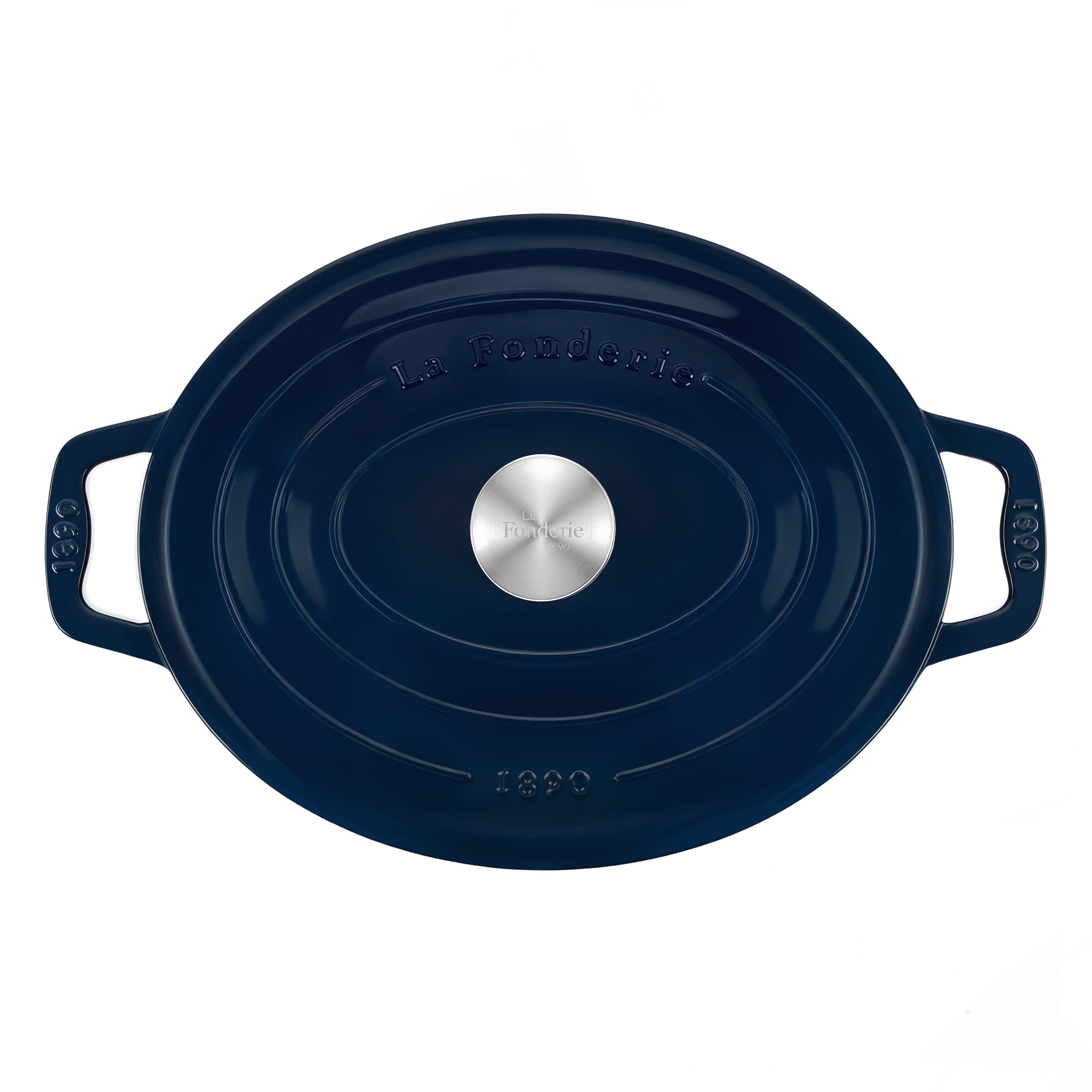 Cocotte ovale en fonte  36cm bleue