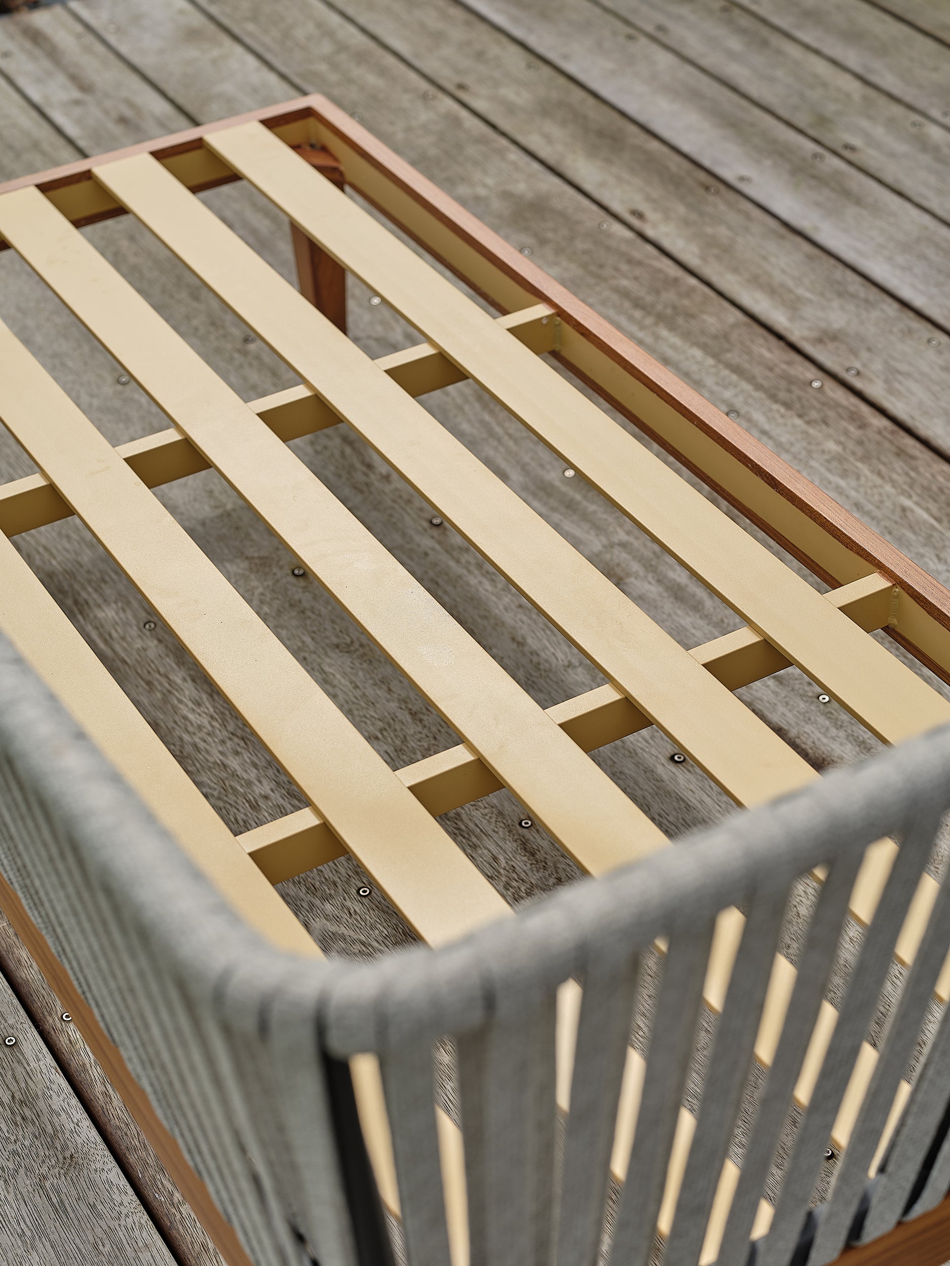 Salon bas de jardin Alphi en aluminium - Effet bois