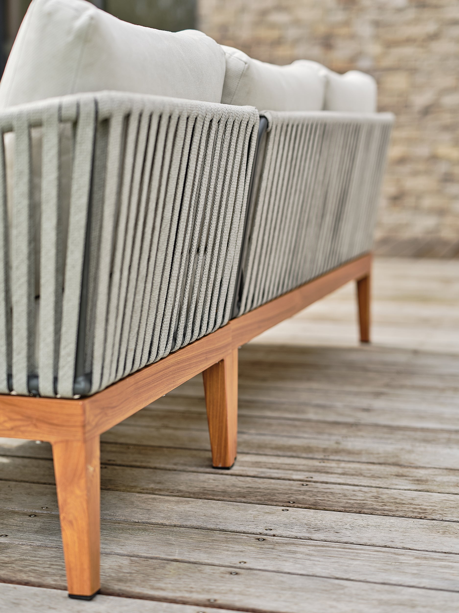 Salon bas de jardin Alphi en aluminium - Effet bois