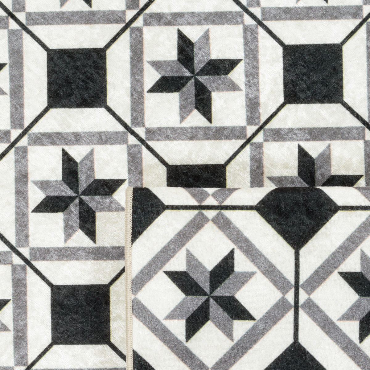 Tapis de cuisine carreaux de ciment noir et blanc