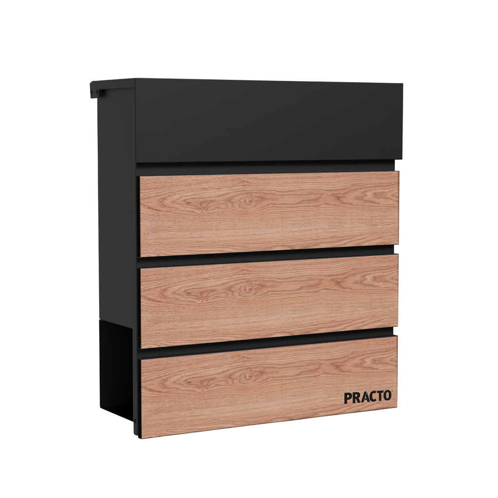 Boîte aux lettres mat - noir & bois - Cannes