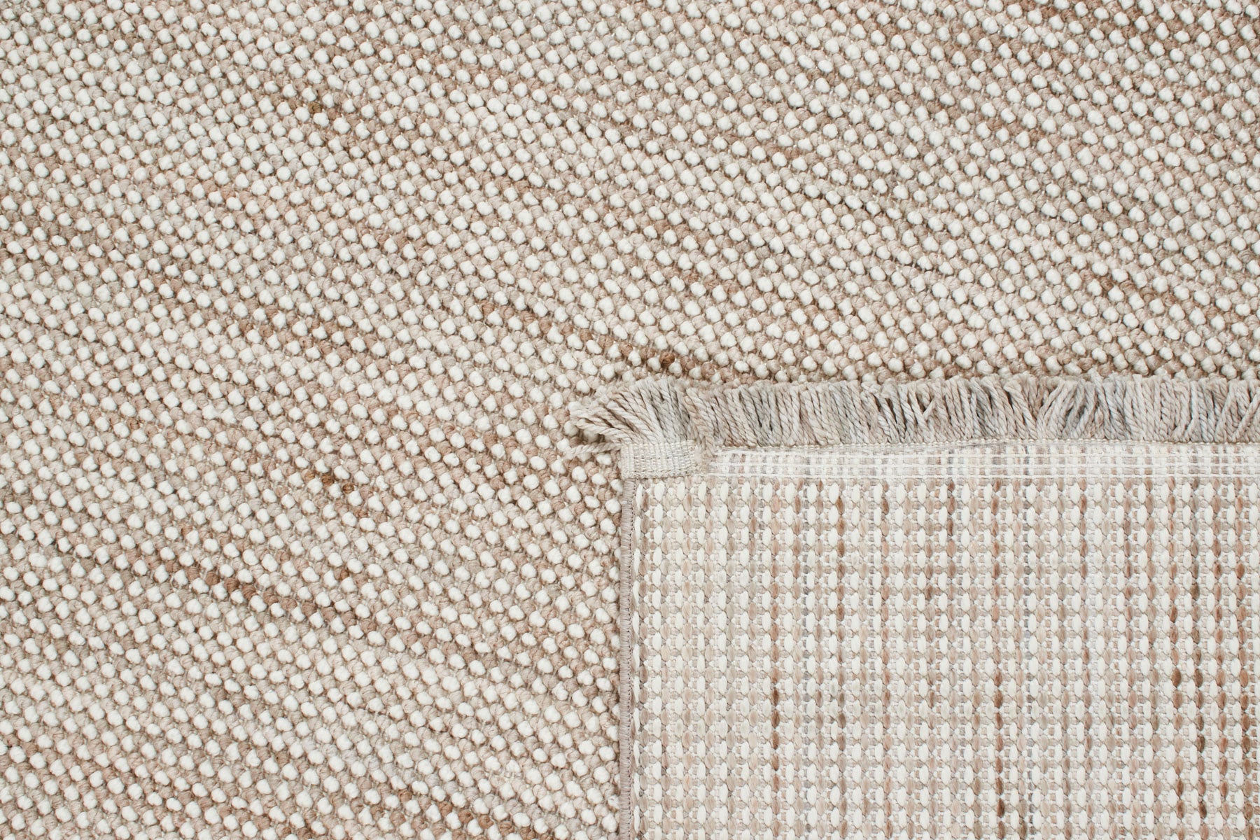 Tapis uni à franges -  beige