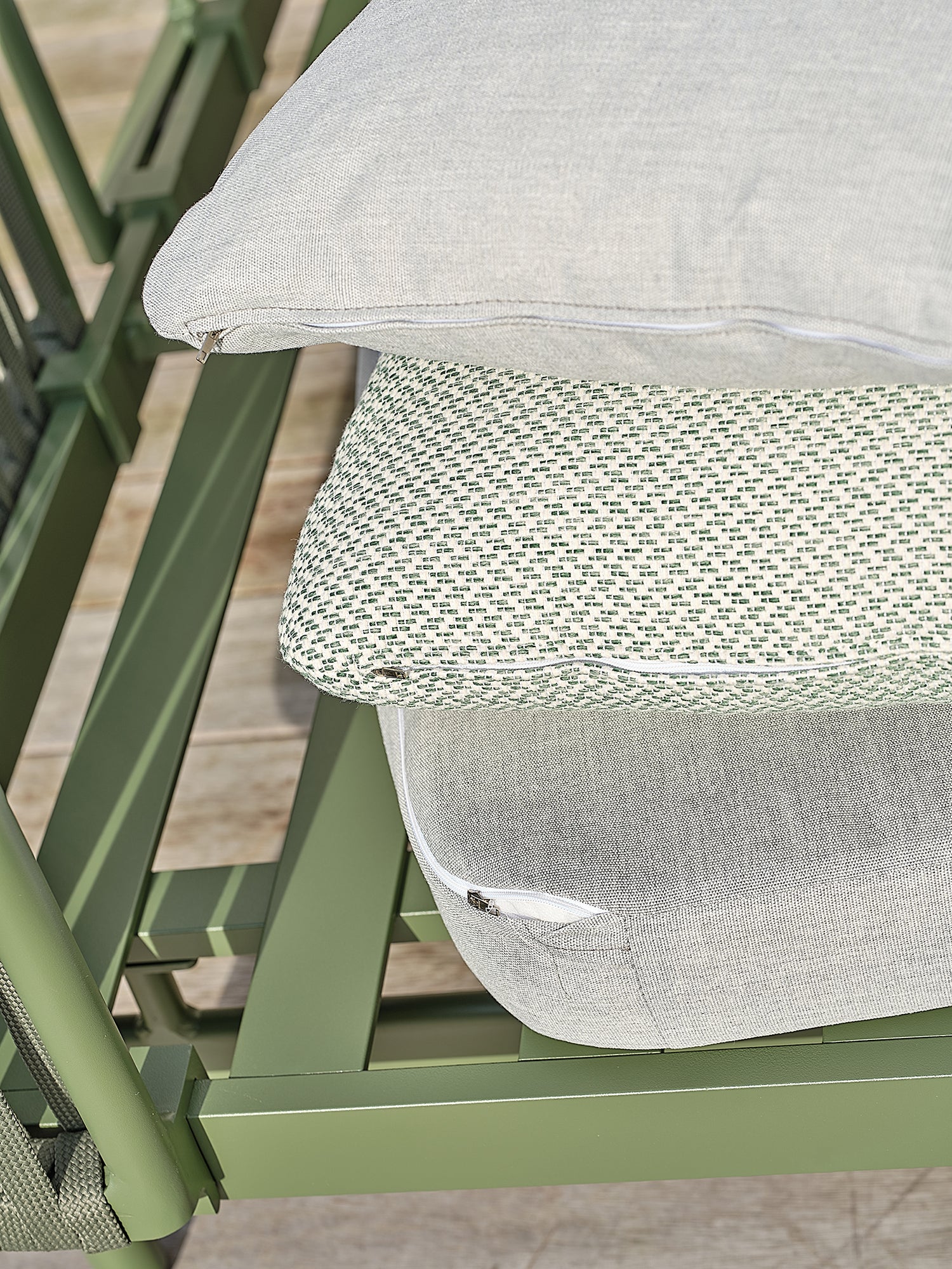 Canapé de jardin 3 place BARLIA en aluminium - Olive 184 cm