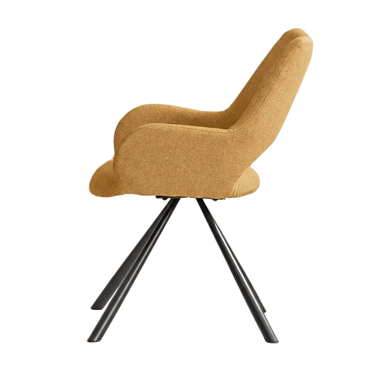 Beth - Ensemble de 2 chaises de salle à manger contemporaines en tissu jaune, pieds en métal jaune