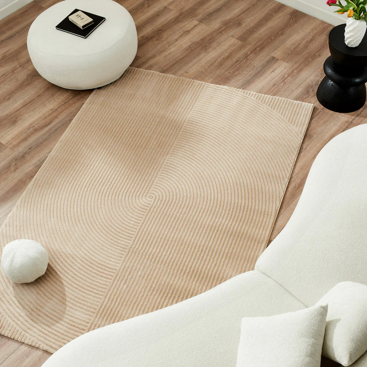 Tapis moderne beige à relief - Bianca