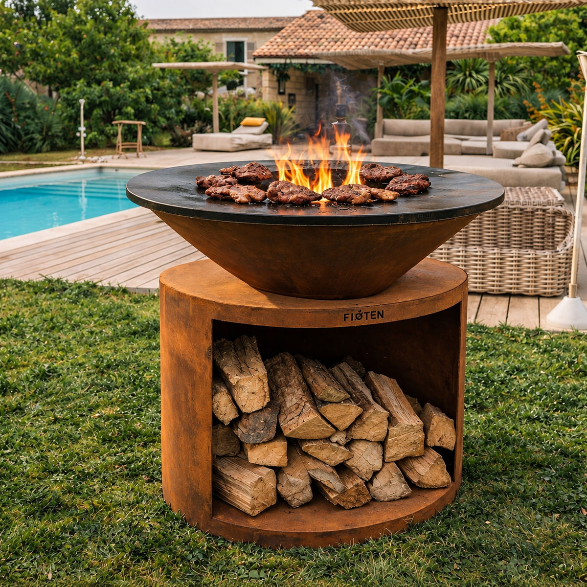 Brasero plancha Ellipse 120 corten plaque inox