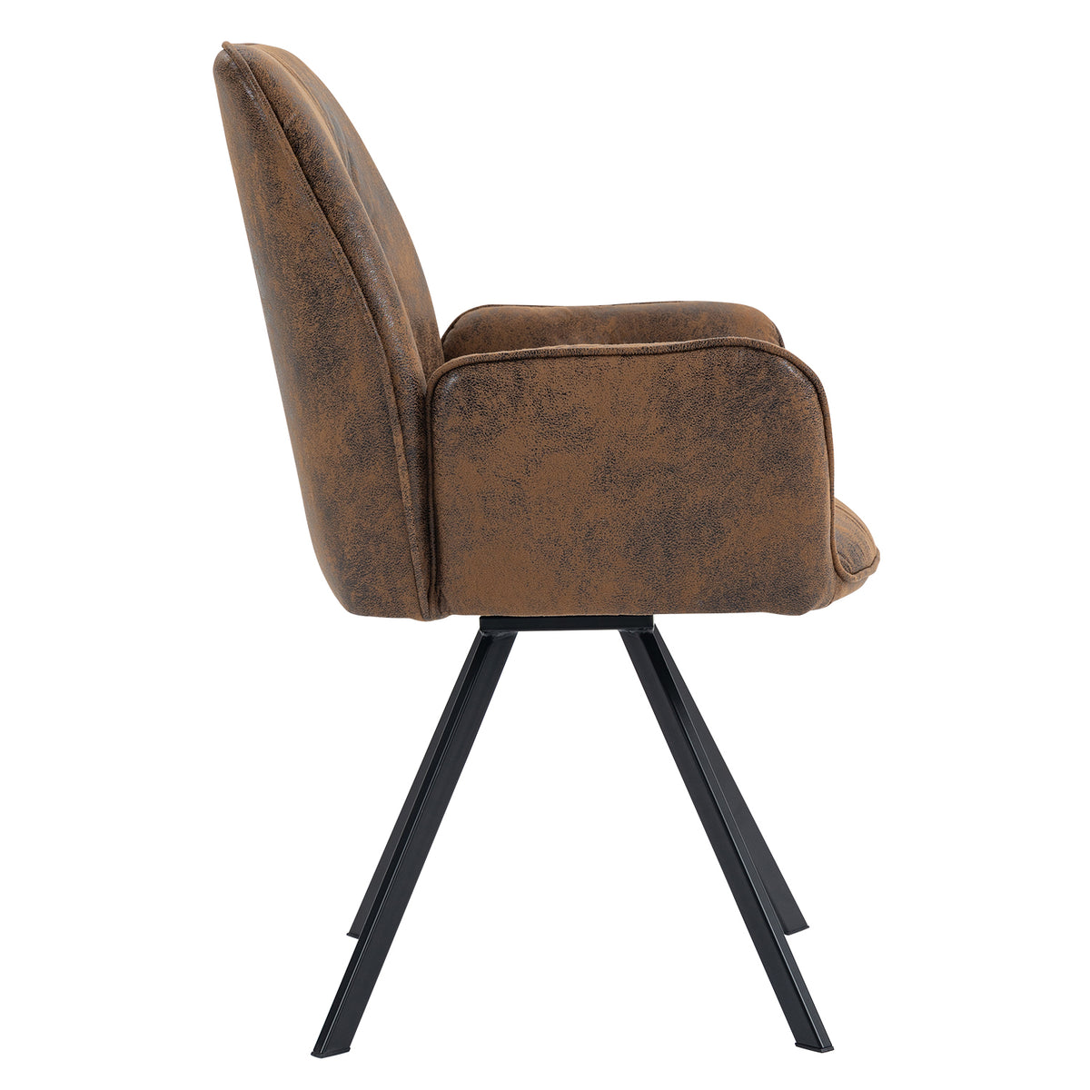 Ensemble de 2 chaises de salle à manger pivotantes 360° en suédine brune avec accoudoirs