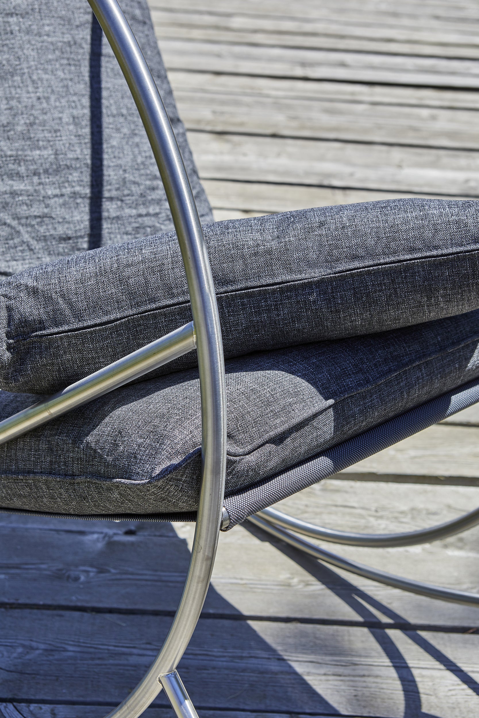 Rocking chair de jardin CAPRERA en textilène et inox - GRIS
