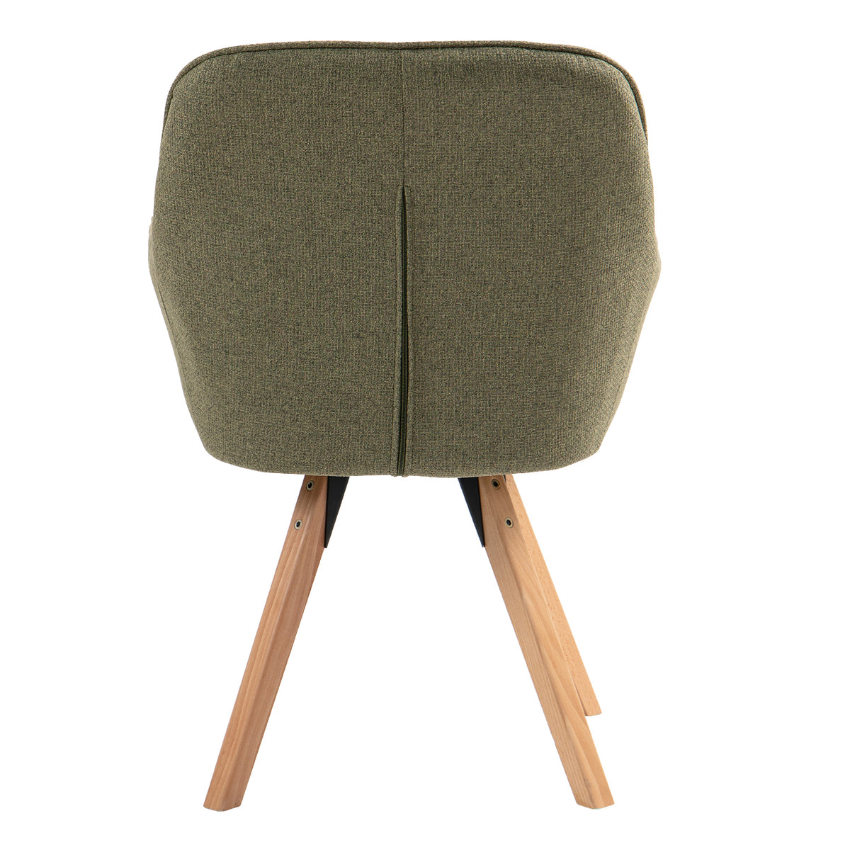 Carson - Chaise de salle à manger pivotante 360° en tissu vert avec accoudoirs et pieds en bois