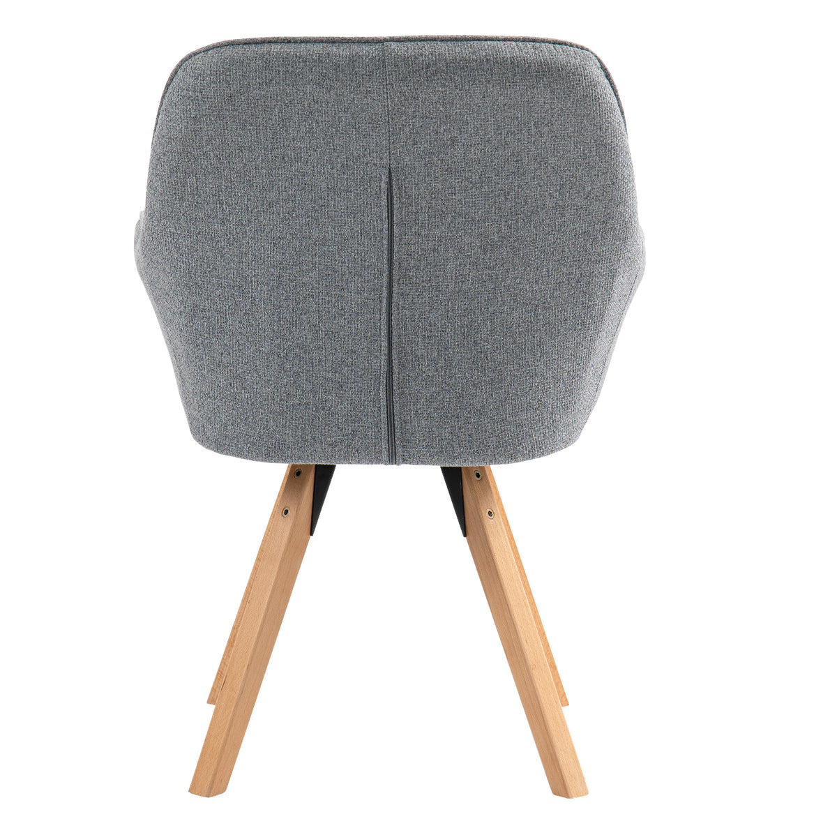 Carson - Chaise de salle à manger pivotante 360° en tissu gris avec accoudoirs et pieds en bois