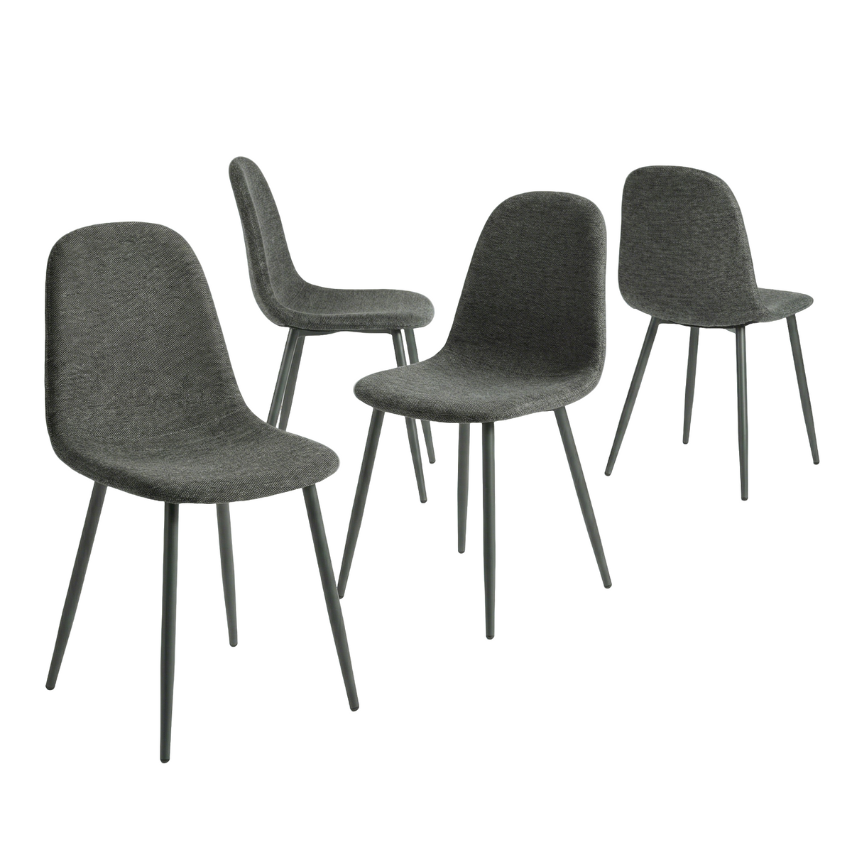 Charlton - Ensemble de 4 chaises de salle à manger scandinaves en tissu gris doux