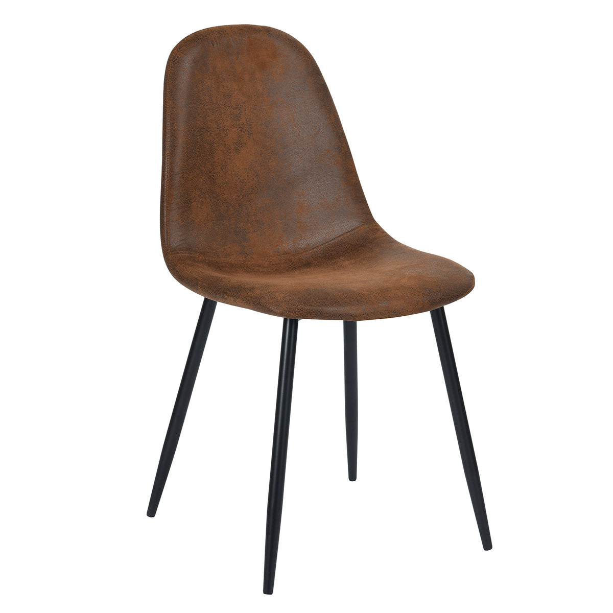 Charlton - Ensemble de 4 chaises de salle à manger industrielles en suédine brune
