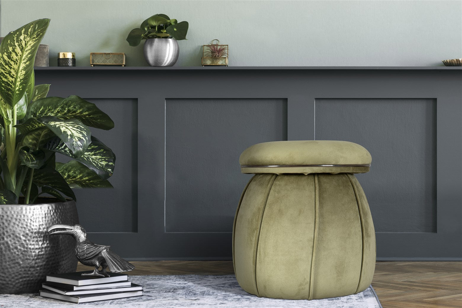 Tabouret vert / graphite - Corinne