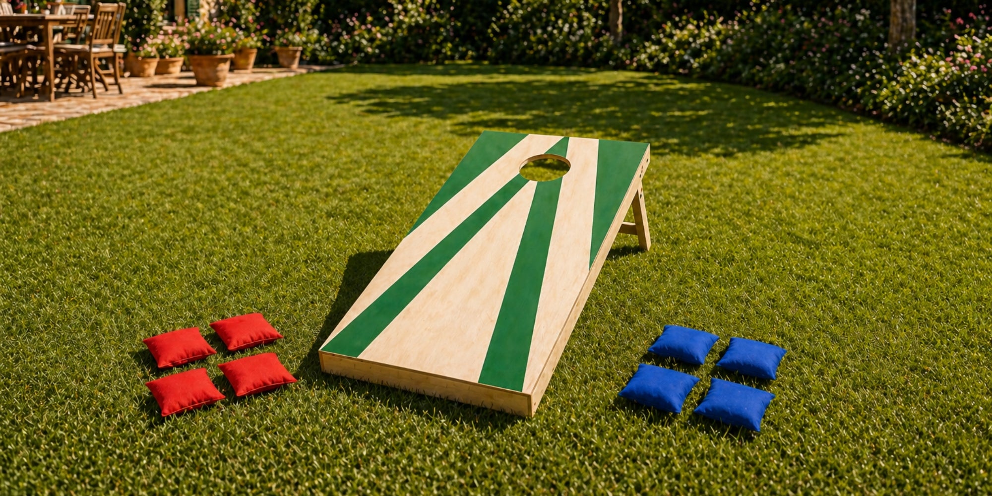 Jeu de Cornhole en Bois – Planche + 8 Sacs Colorés | Jeu d’Adresse Extérieur pour Jardin & Famille