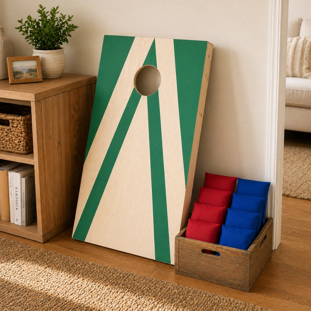 Jeu de Cornhole en Bois – Planche + 8 Sacs Colorés | Jeu d’Adresse Extérieur pour Jardin & Famille