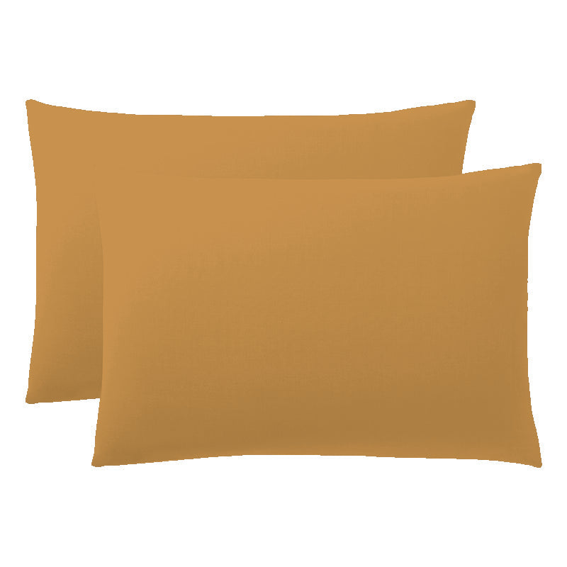 Lot de 2 Taies d'oreiller "Duo Protect" imperméable 100% Coton 57 fils/cm² 50 x 70 cm Miel