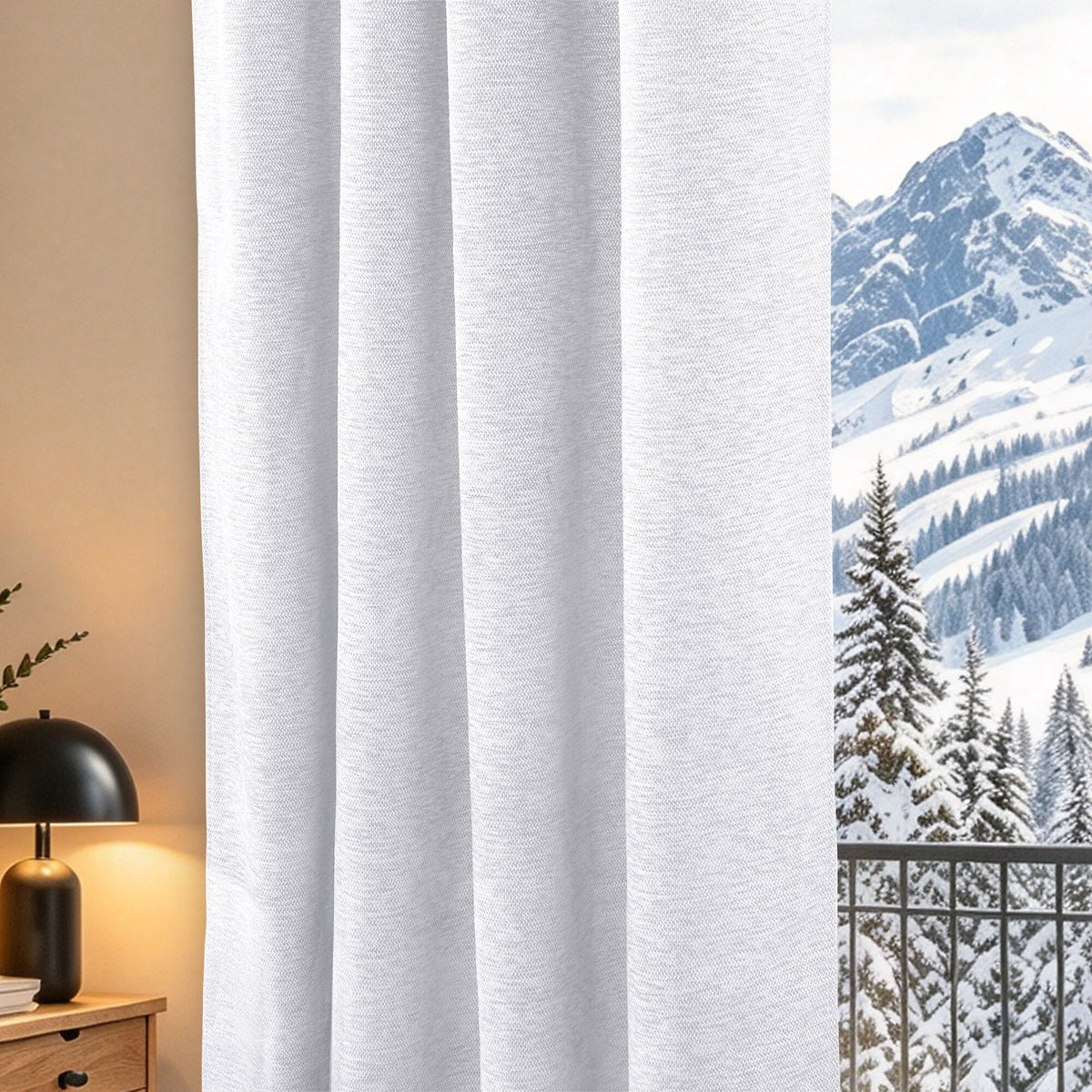 Rideau occultant phonique et thermique doublé polaire 140 x 240 cm "Arctica" 100% opaque Neige