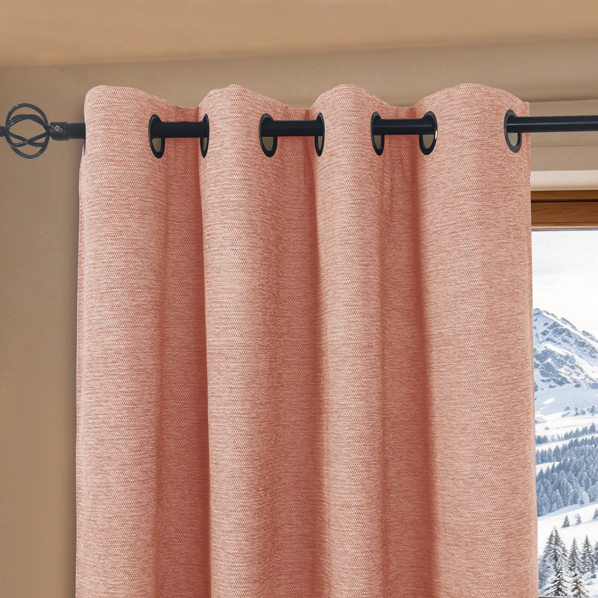 Rideau occultant phonique et thermique doublé polaire 140 x 240 cm "Arctica" 100% opaque Rose Boise ROSEBOISE