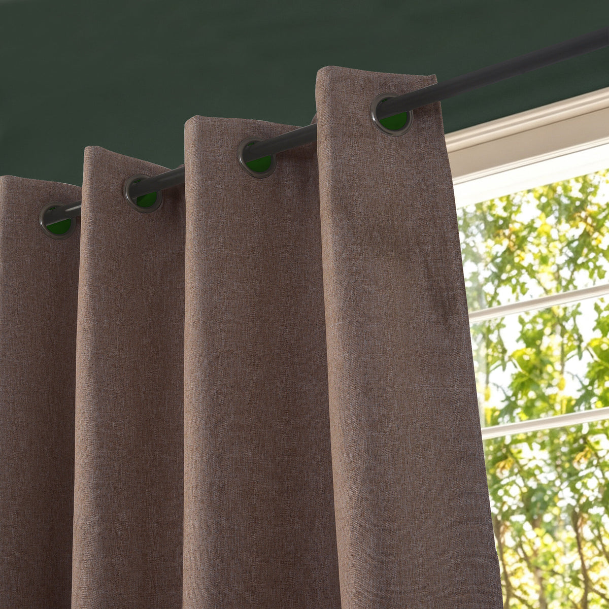 Rideau 100% occultant + 8 œillets 140 x 240 cm Polyester chambray "Cocooning" Chataigne