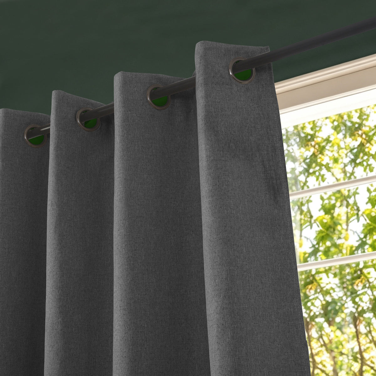 Rideau 100% occultant + 8 œillets 140 x 240 cm Polyester chambray "Cocooning" Granite