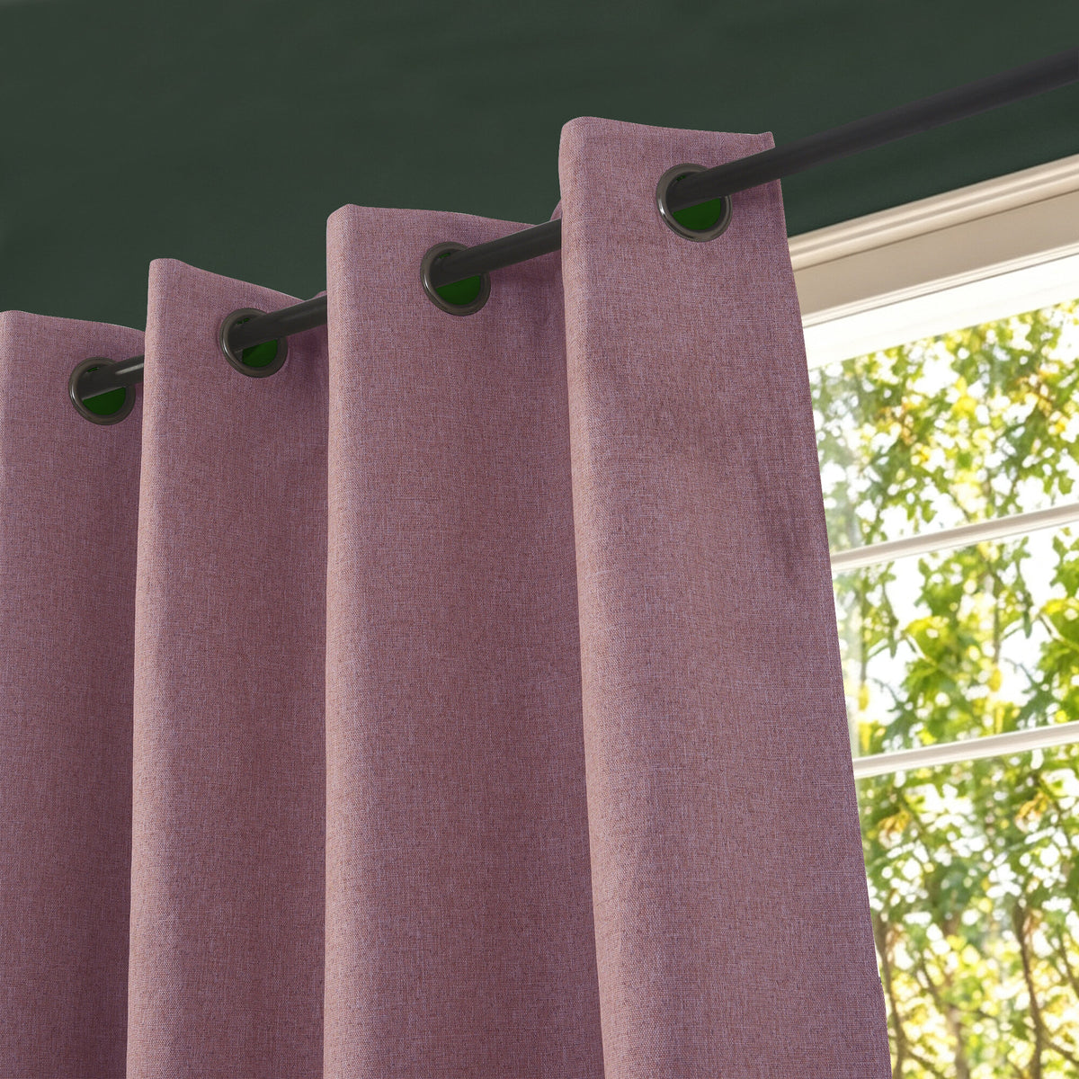 Rideau 100% occultant + 8 œillets 140 x 240 cm Polyester chambray "Cocooning" Lavande